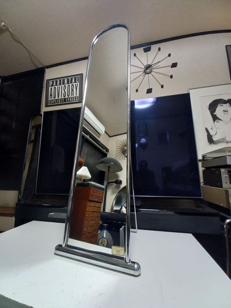 1980's　スペースエイジ　インダストリアル　アーチ　メタル　フレーム　ミラー