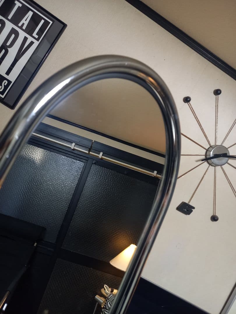 1980's　スペースエイジ　インダストリアル　アーチ　メタル　フレーム　ミラー