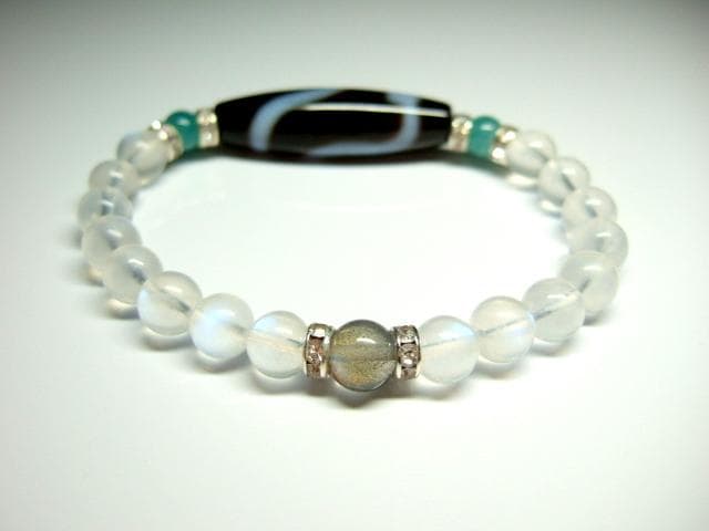 白蛇天珠/ムーンストーン/エメラルド