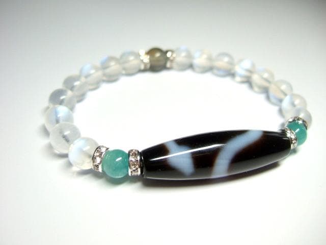 白蛇天珠/ムーンストーン/エメラルド