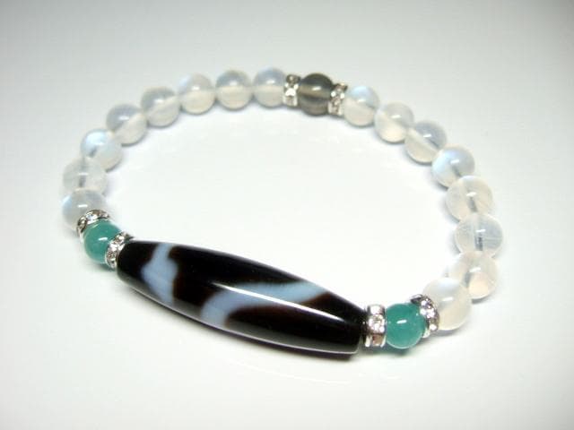 白蛇天珠/ムーンストーン/エメラルド