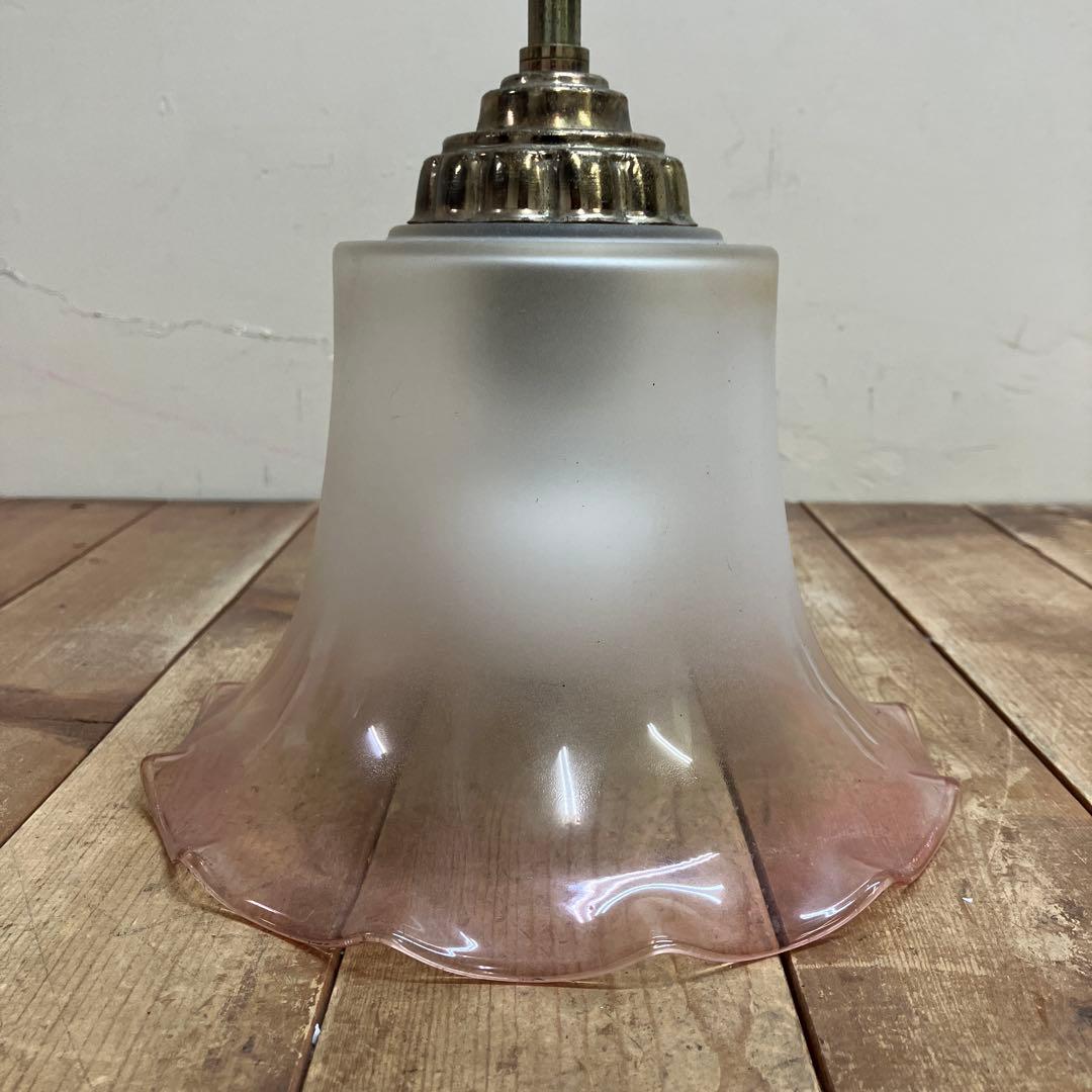 D-2 ⑧ 昭和レトロ フリル型 ガラスシェード ペンダントライト シーリング