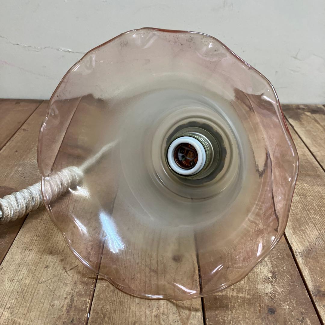 D-2 ⑧ 昭和レトロ フリル型 ガラスシェード ペンダントライト シーリング