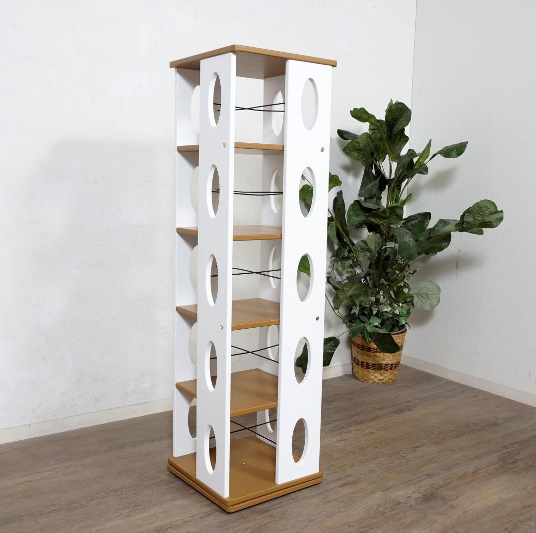 組み立て不要　完成品!　　回転式　本棚　ブックシェルフ　DVD ラック　5段