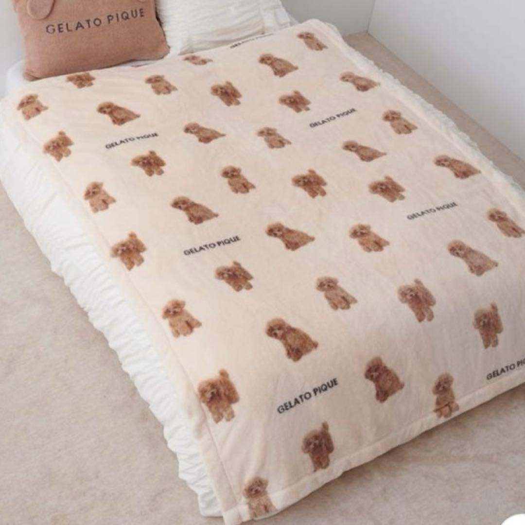 ジェラートピケ Sleep DOGプリント毛布 トイプードル ブランケット