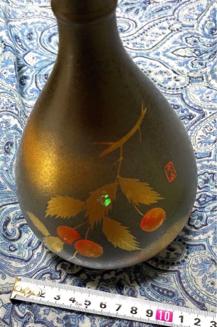 金運爆上げ　風水最高！門外不出品　1点物　縦15cm特殊朱銅製壺花瓶　月山釜