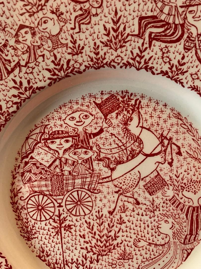 ビヨンヴィンブラッド ビンテージのレアな初期の絵の皿！公園で楽しく