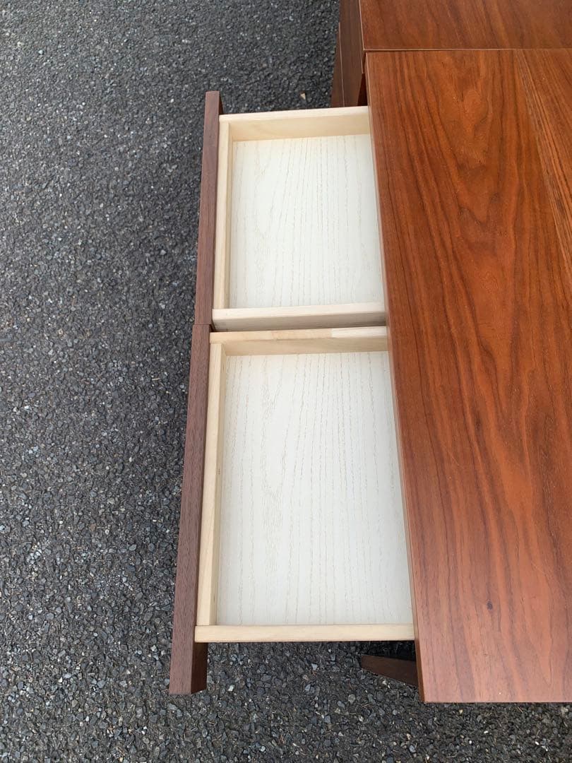 ウォルナット 引き出し付きデスク 3段チェスト付き