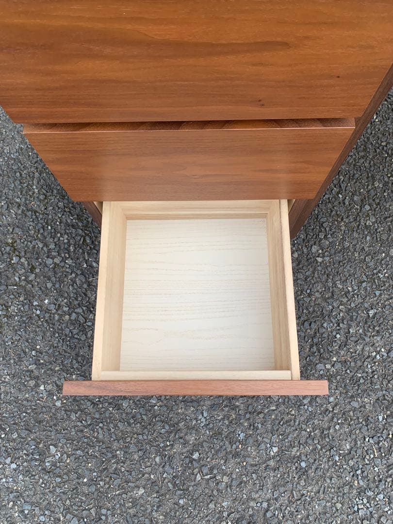 ウォルナット 引き出し付きデスク 3段チェスト付き