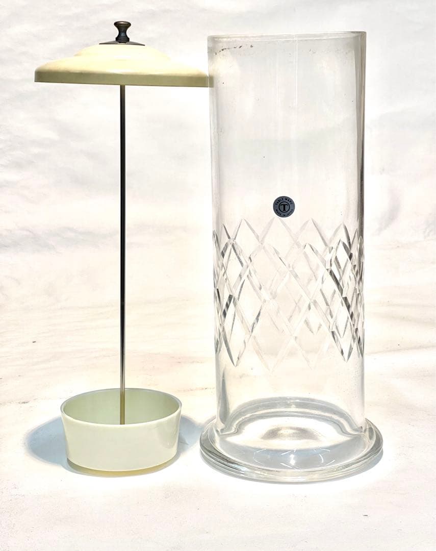 ガラス製箸立て　昭和レトロ　矢来カット