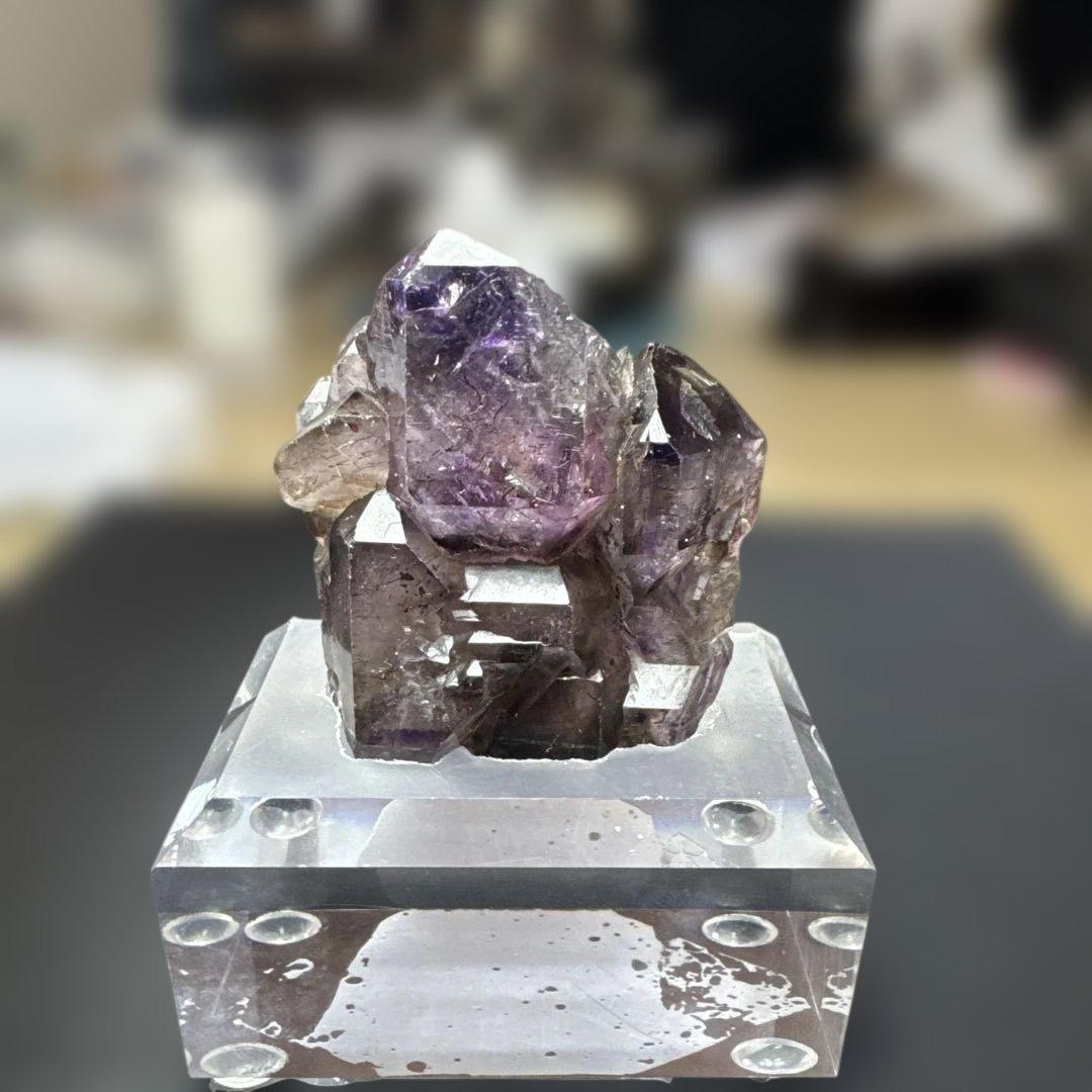 【極上品】スーパーセブン原石 クラスター 紫水晶系 希少原石　台座付