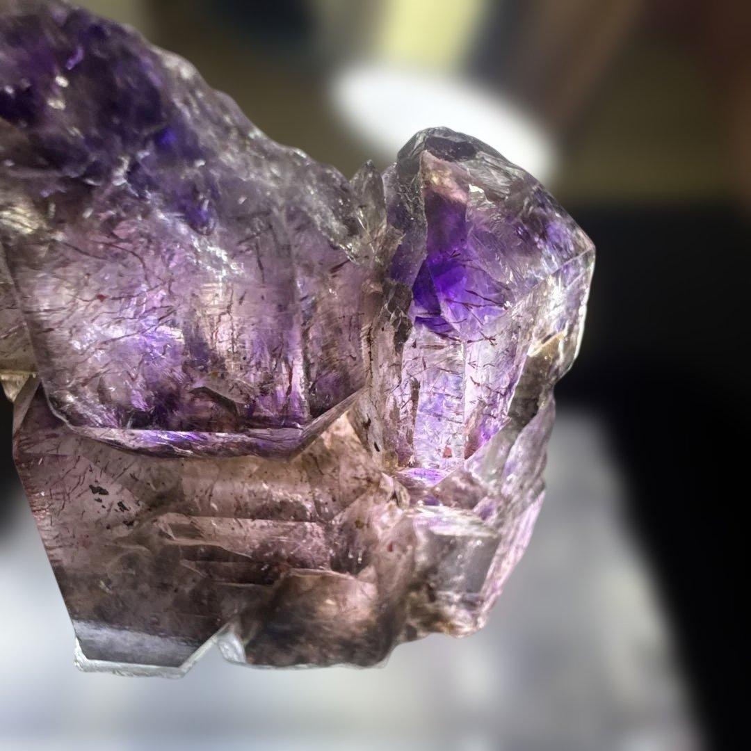 【極上品】スーパーセブン原石 クラスター 紫水晶系 希少原石　台座付