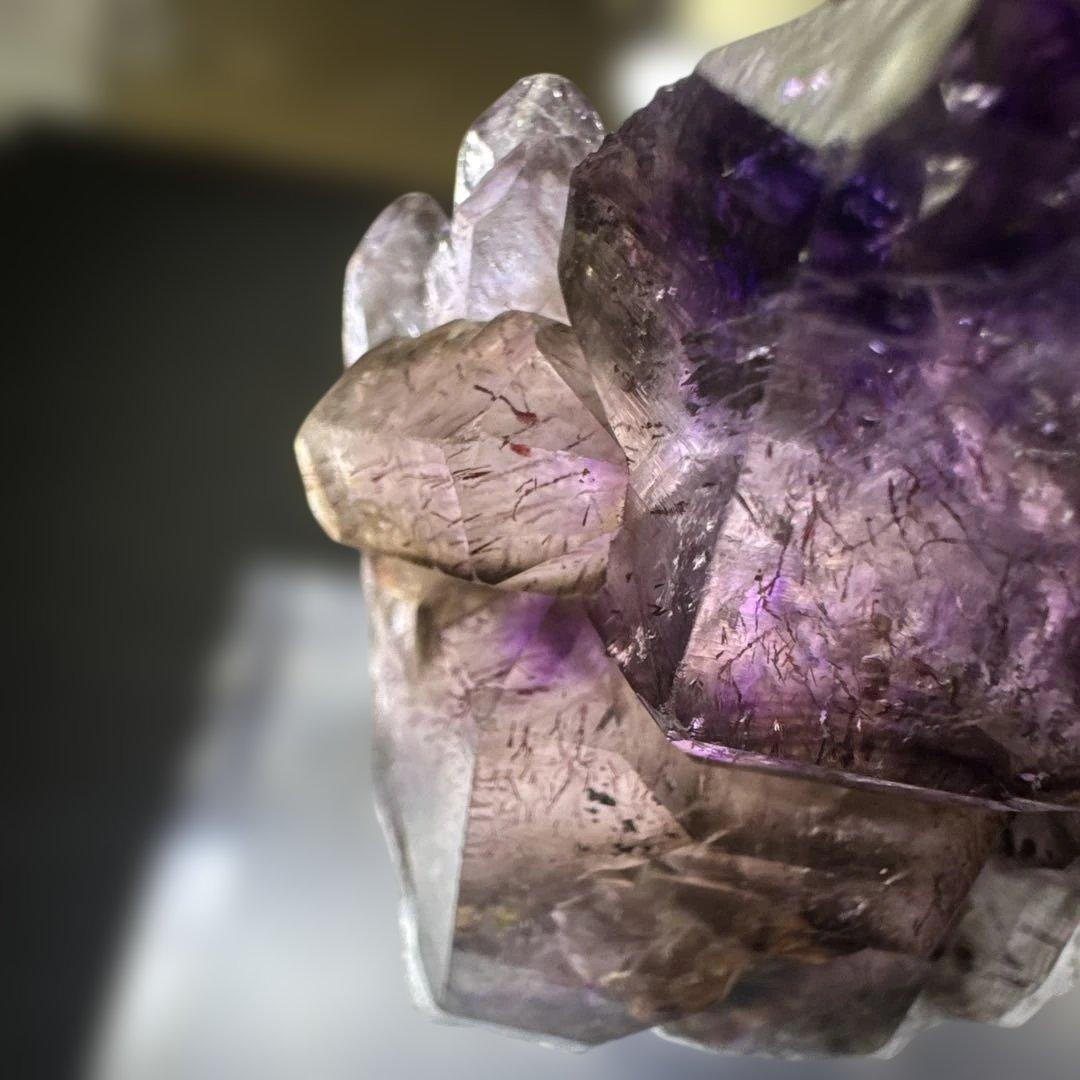 【極上品】スーパーセブン原石 クラスター 紫水晶系 希少原石　台座付