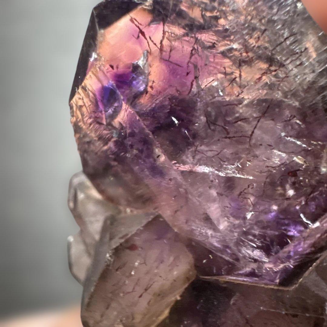 【極上品】スーパーセブン原石 クラスター 紫水晶系 希少原石　台座付