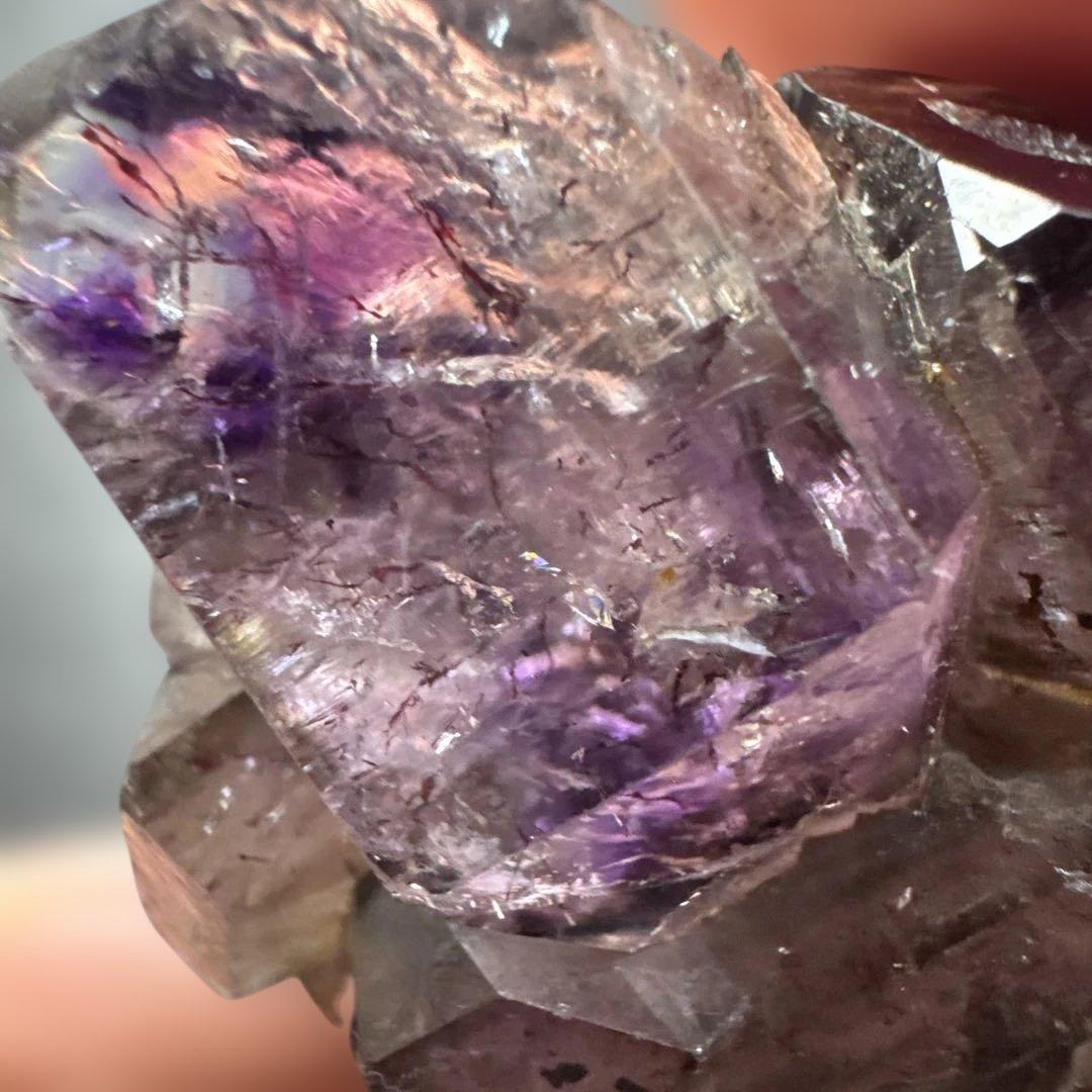 【極上品】スーパーセブン原石 クラスター 紫水晶系 希少原石　台座付