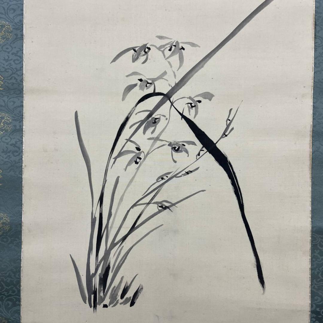 真作/野田大塊/蘭画賛/花/布袋屋掛軸A-449 - メルカリ