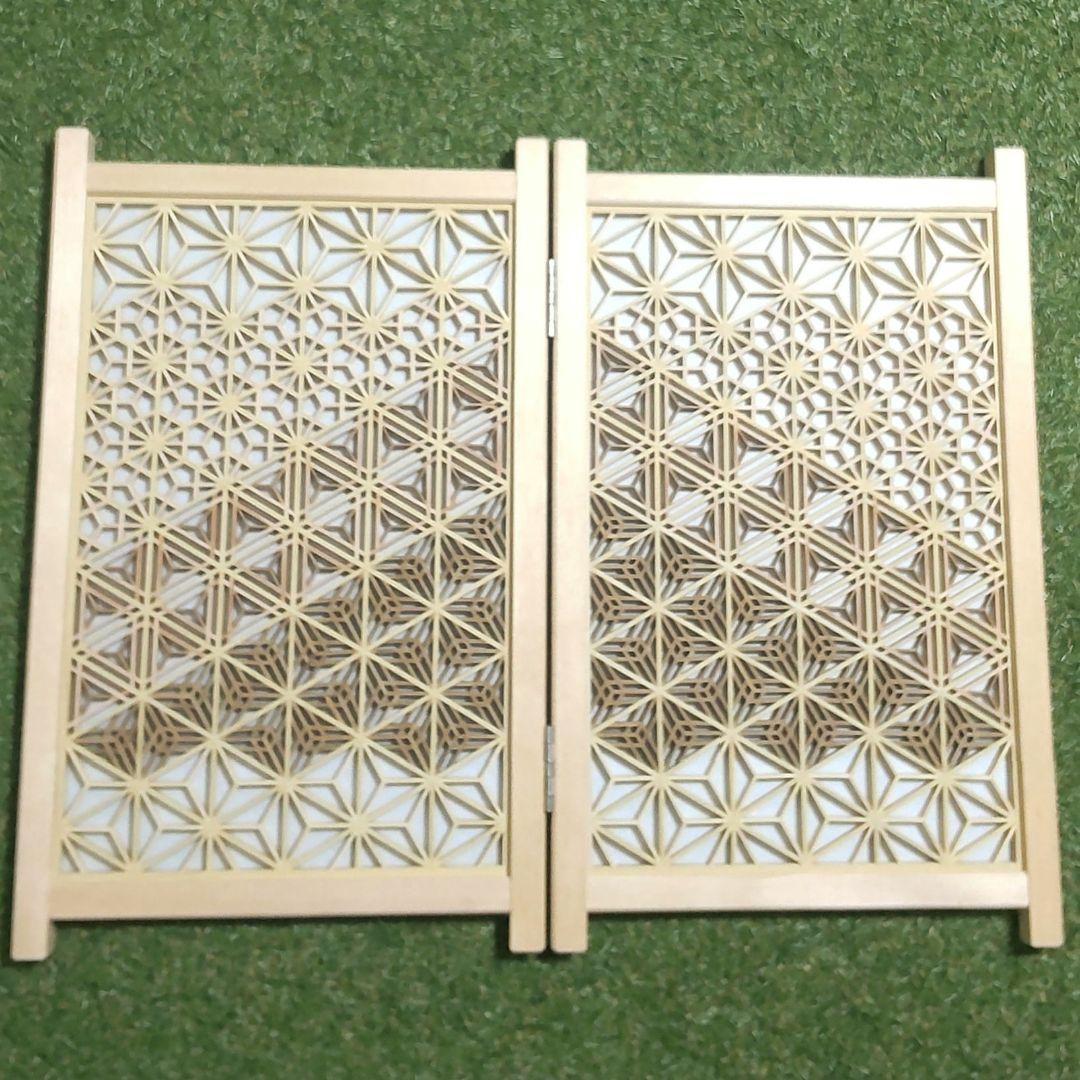 組子細工 組子 透かし模様 衝立 山デザイン パーテーション 木の香り 職人技