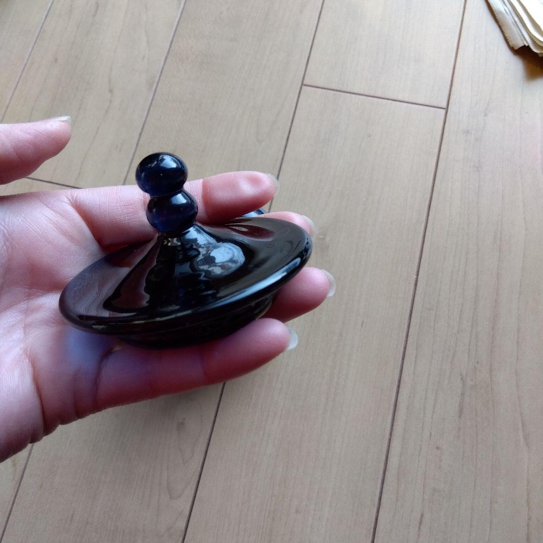 星耕硝子　藍色　蓋付き容器