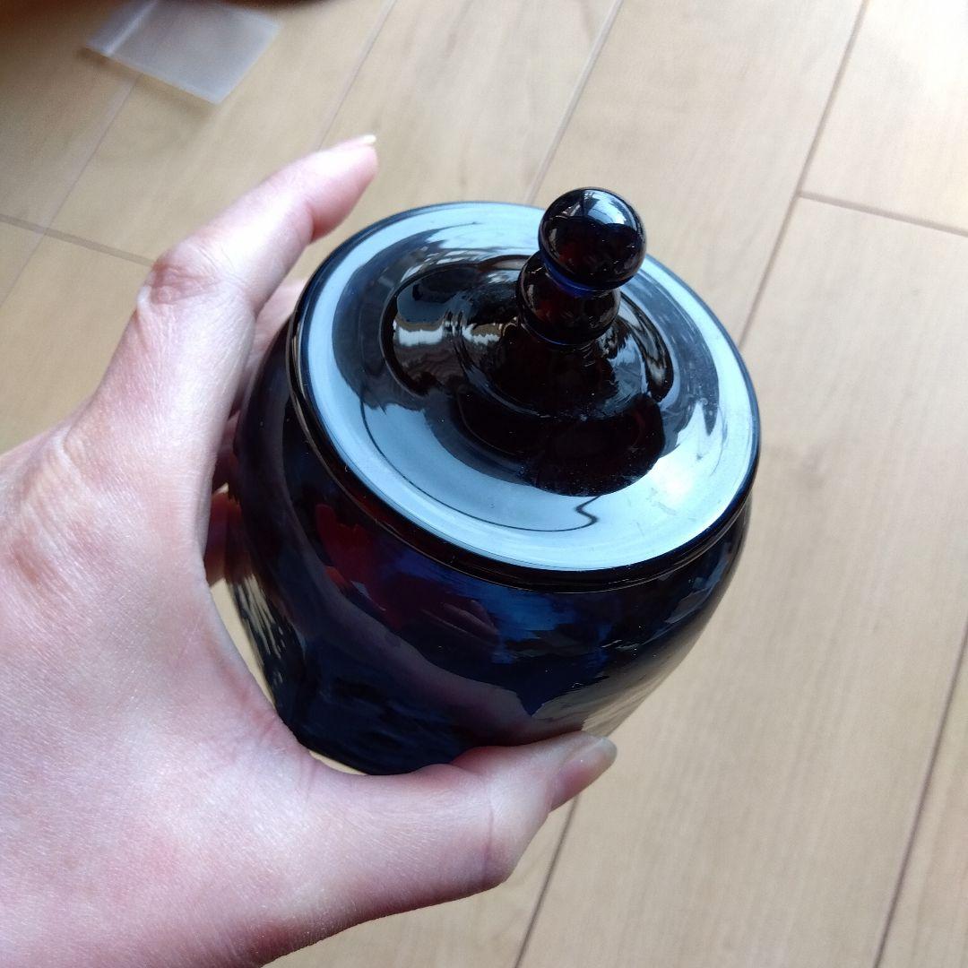 星耕硝子　藍色　蓋付き容器
