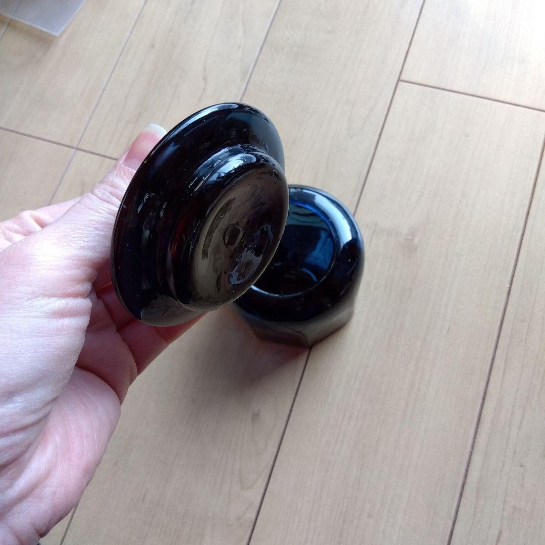 星耕硝子　藍色　蓋付き容器