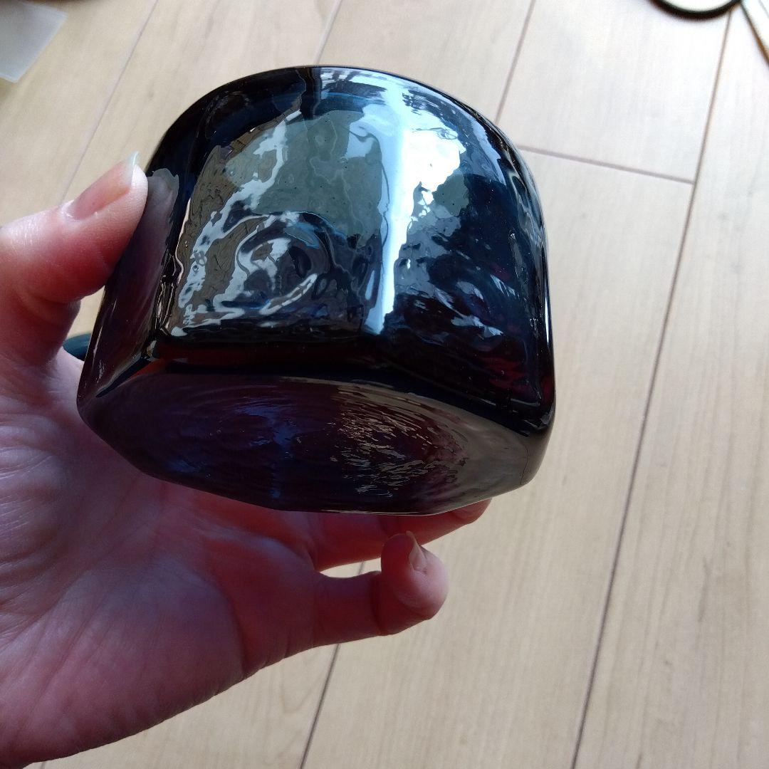 星耕硝子　藍色　蓋付き容器