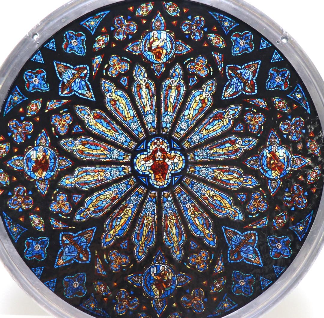 大型 セント・ジョン・ザ・ディヴァイン大聖堂 ヴィンテージステンドグラス バラ窓