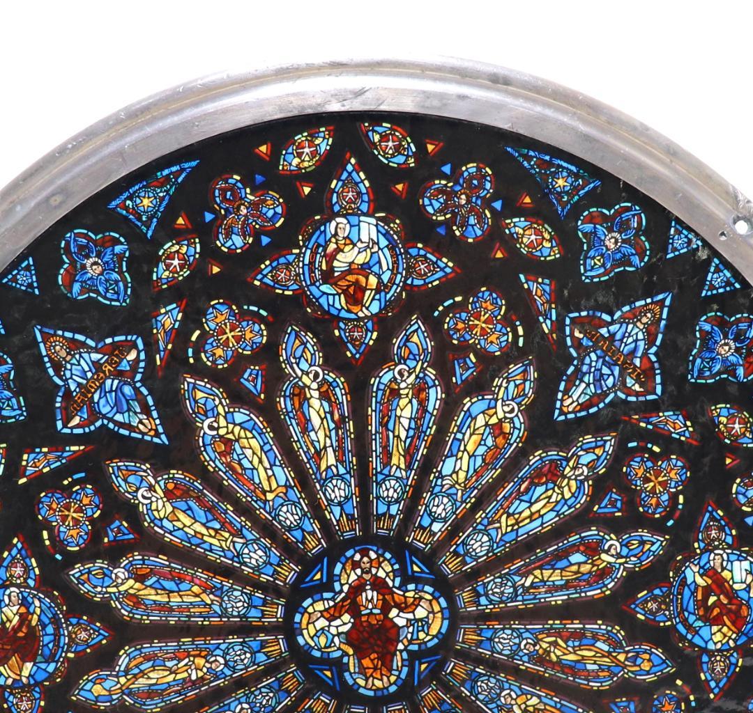 大型 セント・ジョン・ザ・ディヴァイン大聖堂 ヴィンテージステンドグラス バラ窓
