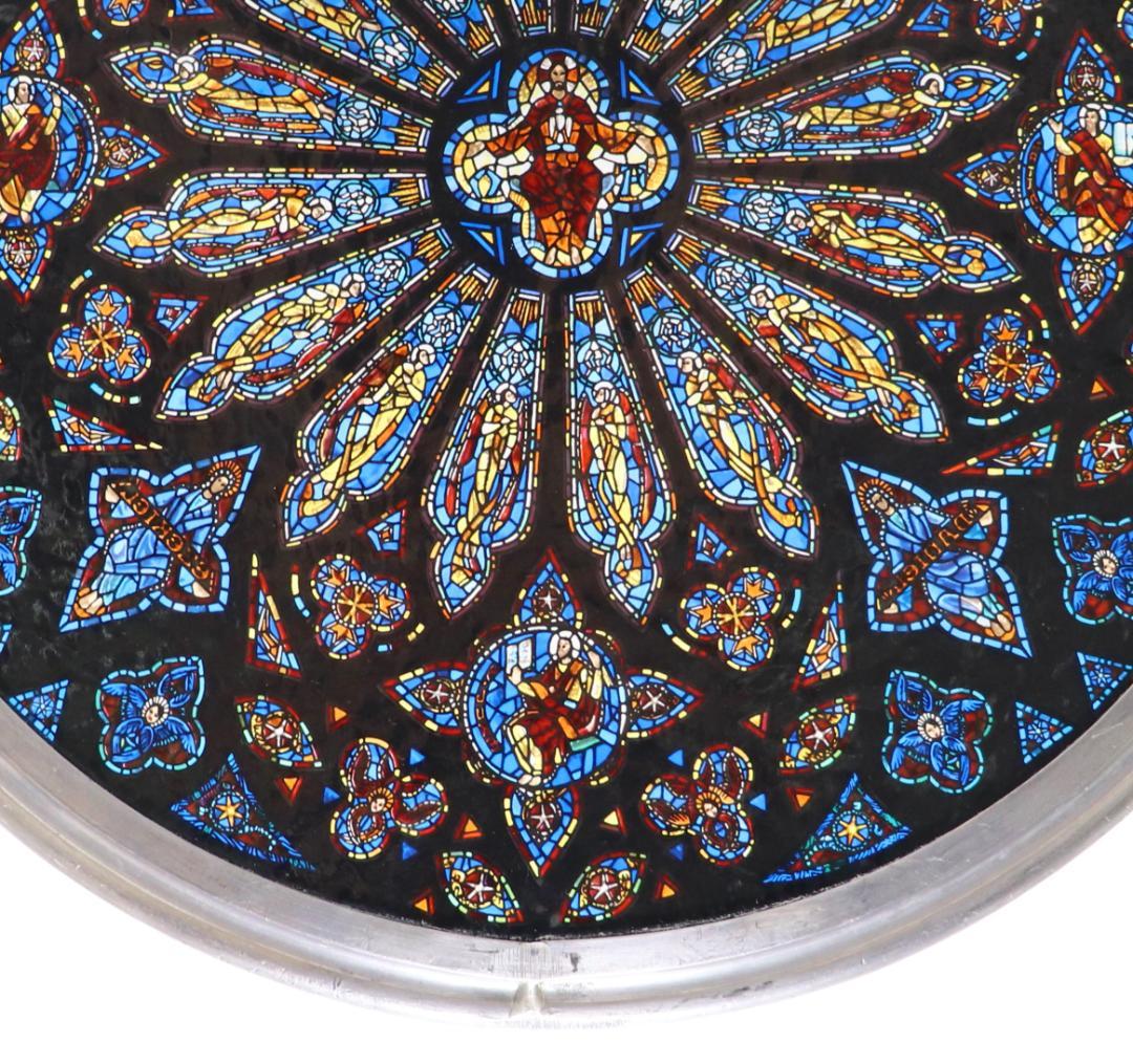 大型 セント・ジョン・ザ・ディヴァイン大聖堂 ヴィンテージステンドグラス バラ窓