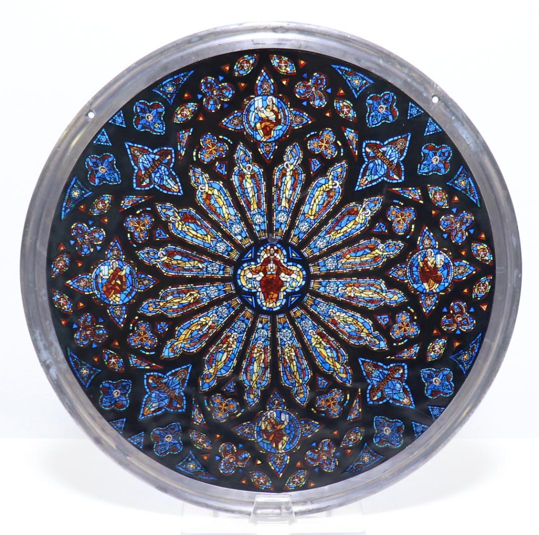 大型 セント・ジョン・ザ・ディヴァイン大聖堂 ヴィンテージステンドグラス バラ窓