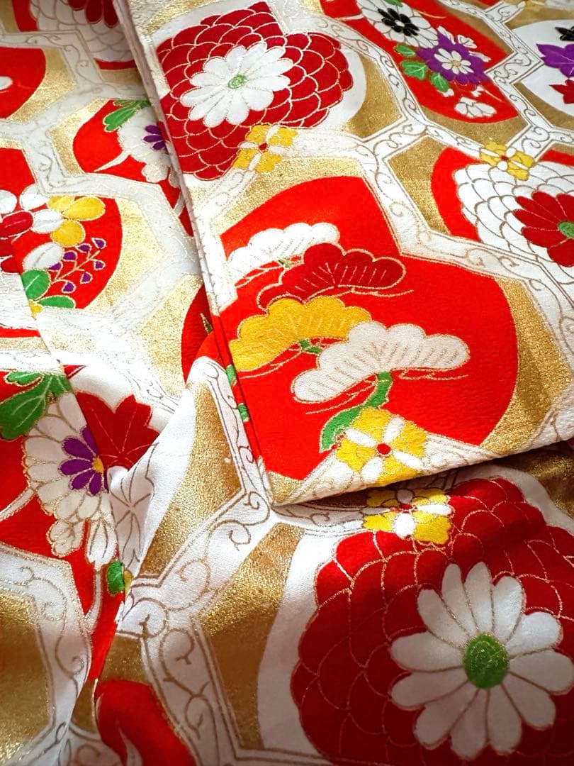 七五三 女の子 着物セット 3歳5歳 アンティーク 金彩入り レトロ柄 長襦袢付