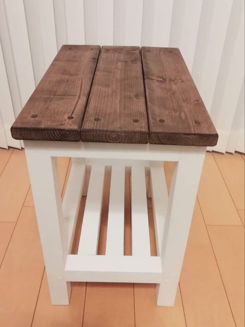 スツール棚付き　ホワイト【送料込み】