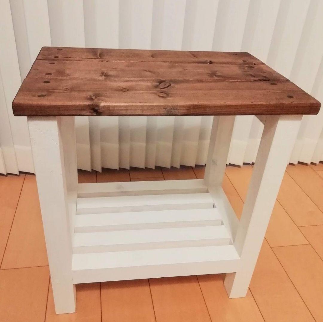 スツール棚付き　ホワイト【送料込み】