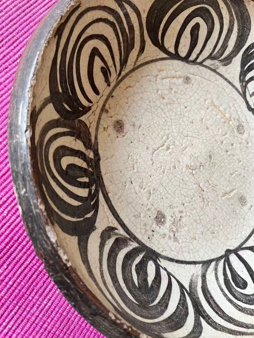 骨董 瀬戸焼　　馬の目皿　　鉄絵　7つ目　1枚