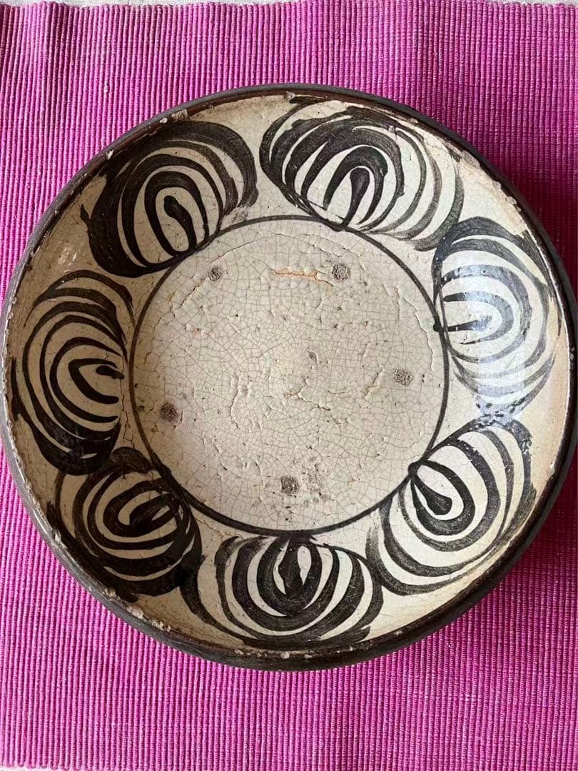 骨董 瀬戸焼　　馬の目皿　　鉄絵　7つ目　1枚
