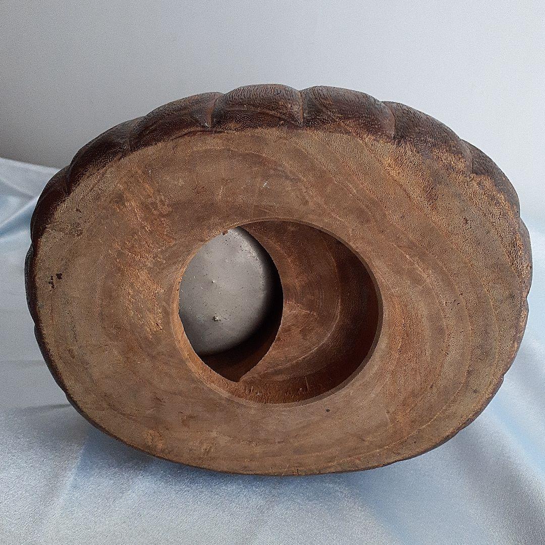 喫煙具 煙草盆 楕円形木製 くり抜き灰皿 香炉 時代物 骨董品 古道具 古美術