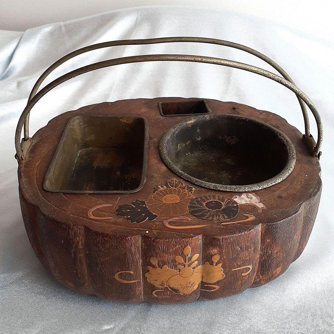 喫煙具 煙草盆 楕円形木製 くり抜き灰皿 香炉 時代物 骨董品 古道具 古美術