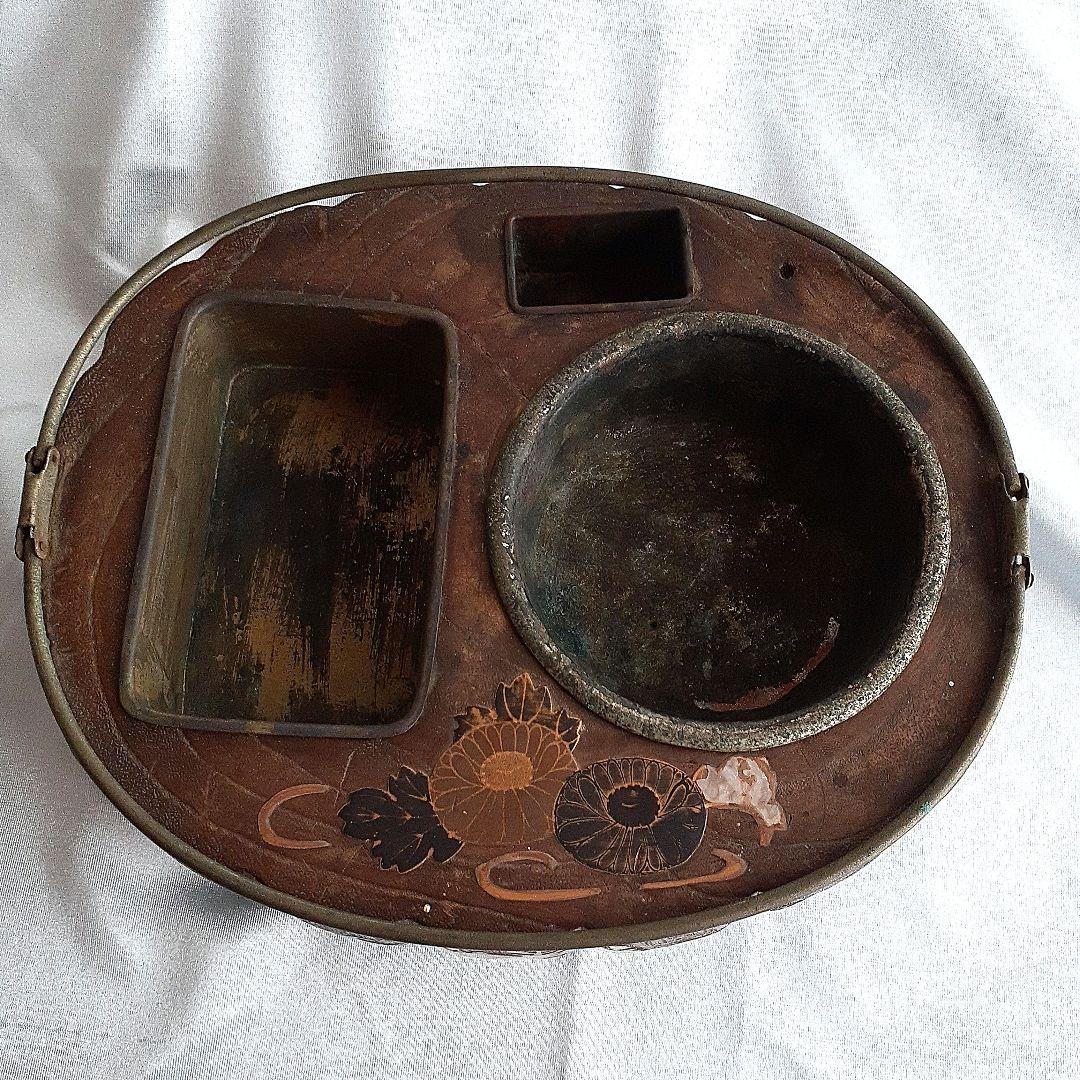 喫煙具 煙草盆 楕円形木製 くり抜き灰皿 香炉 時代物 骨董品 古道具 古美術
