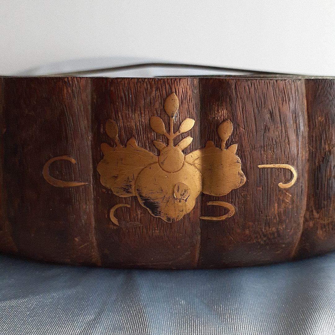 喫煙具 煙草盆 楕円形木製 くり抜き灰皿 香炉 時代物 骨董品 古道具 古美術