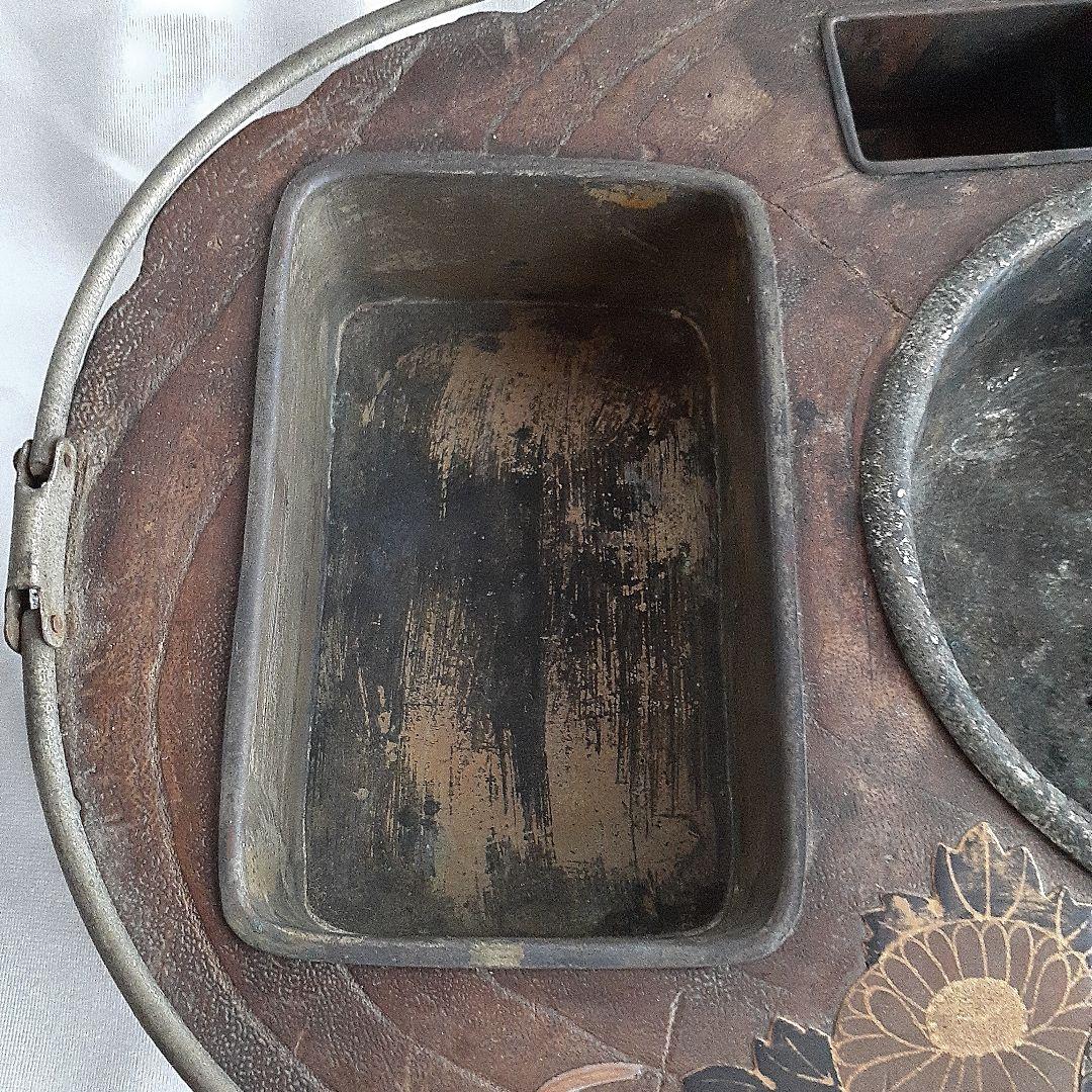 喫煙具 煙草盆 楕円形木製 くり抜き灰皿 香炉 時代物 骨董品 古道具 古美術