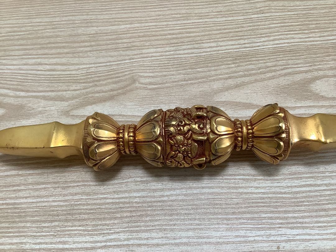 SALE《 新品 》 24金張　独鈷杵　鬼面　法具　特大　約24.5センチ　57