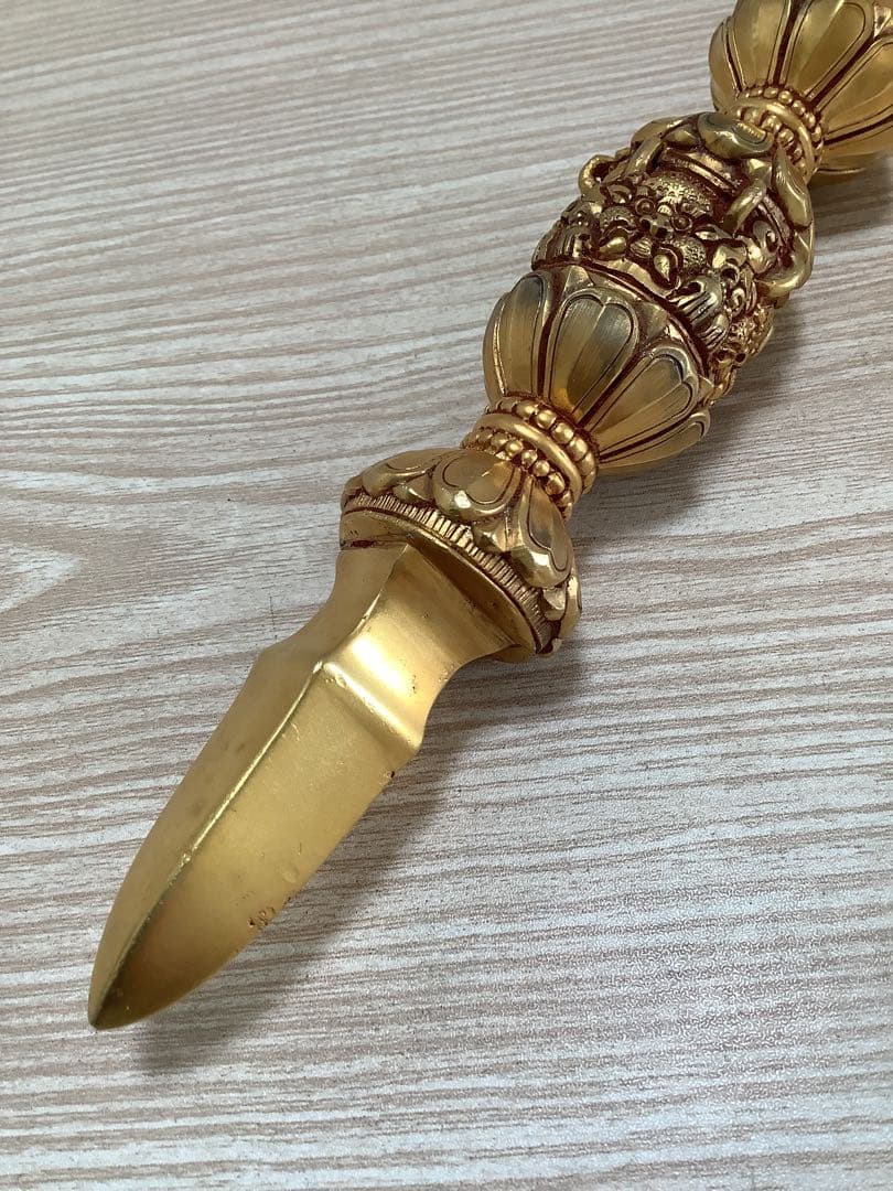 SALE《 新品 》 24金張　独鈷杵　鬼面　法具　特大　約24.5センチ　57