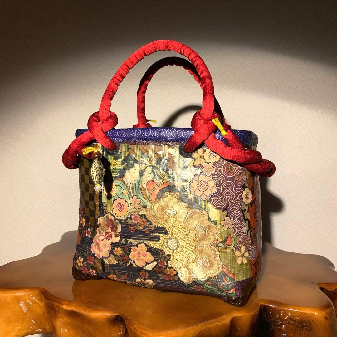 ＊一閑張りバッグ（遊女）柿渋染