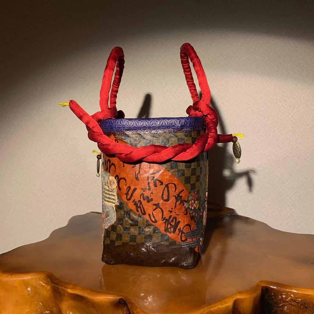 ＊一閑張りバッグ（遊女）柿渋染