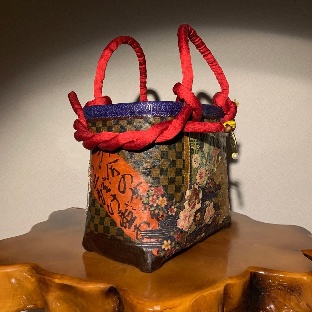 ＊一閑張りバッグ（遊女）柿渋染