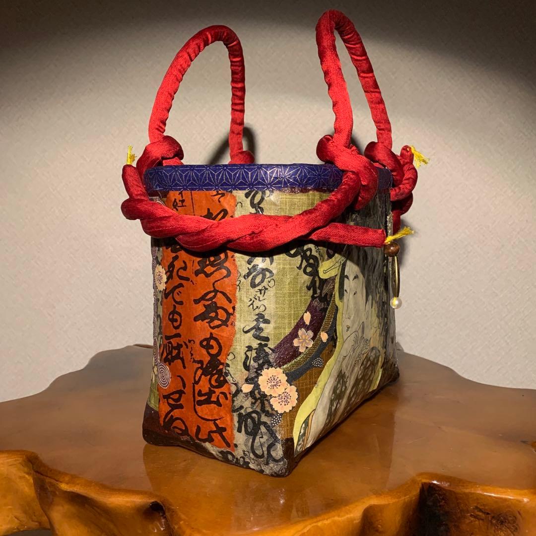 ＊一閑張りバッグ（遊女）柿渋染