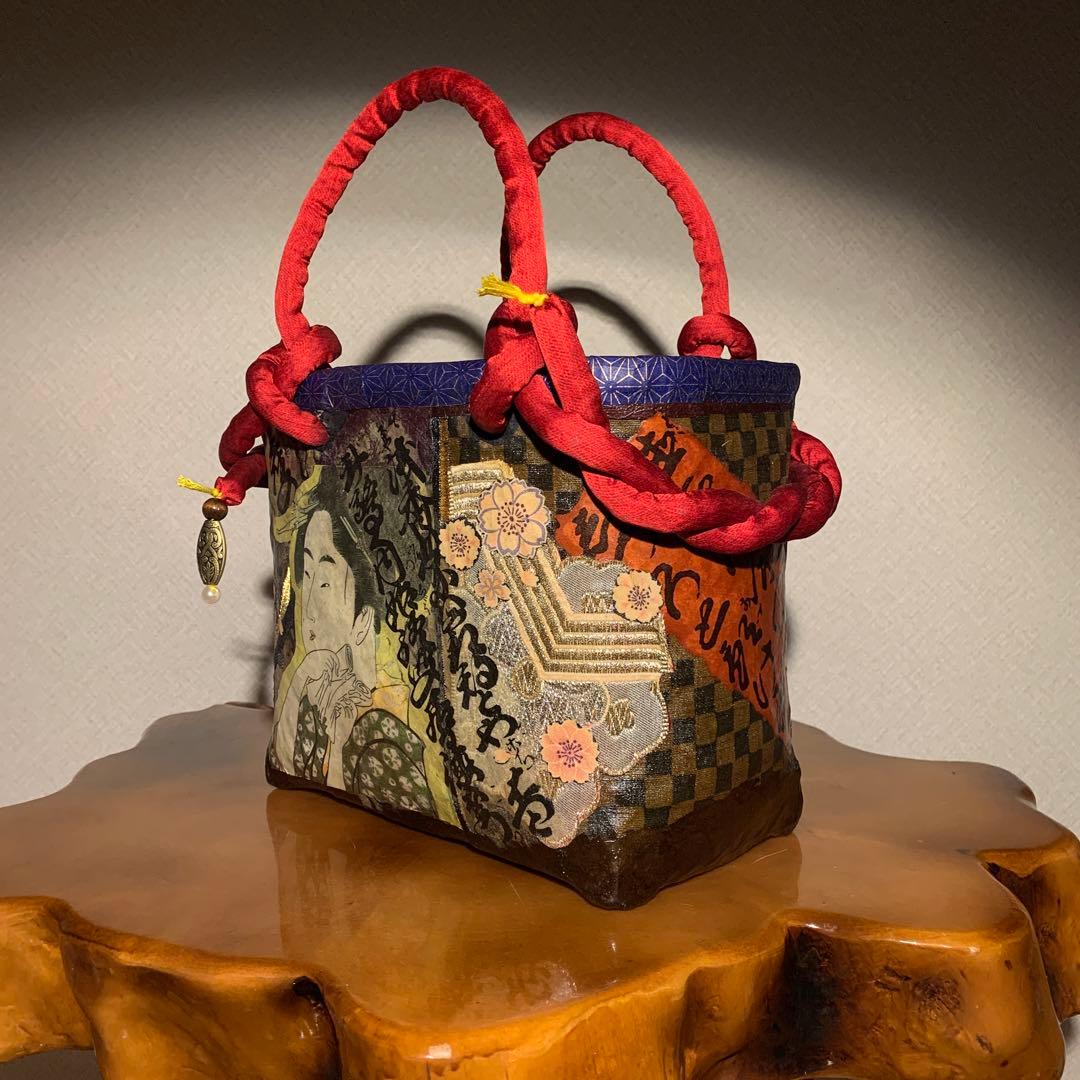 ＊一閑張りバッグ（遊女）柿渋染