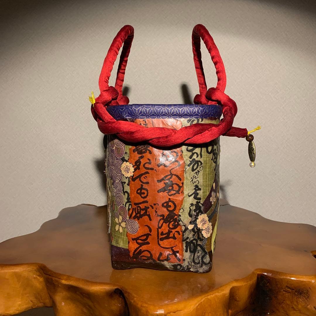 ＊一閑張りバッグ（遊女）柿渋染