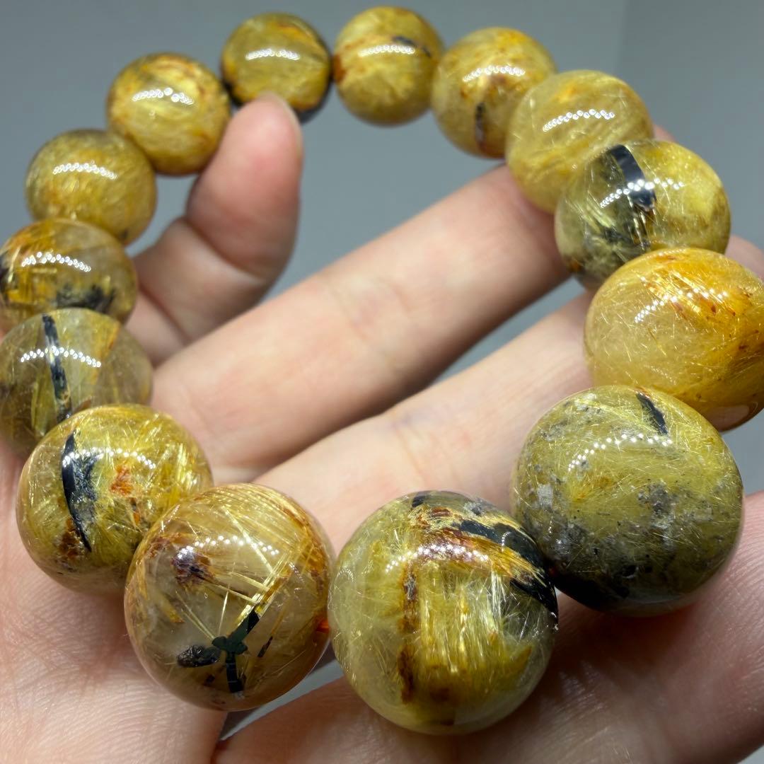 ■ハイクオリティ 大玉 太陽放射 ゴールド タイチン ルチル クォーツ 120■
