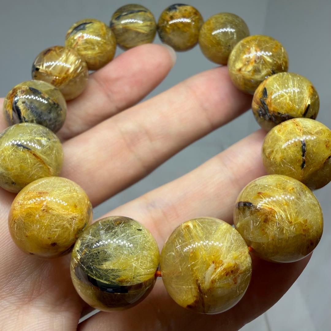 ■ハイクオリティ 大玉 太陽放射 ゴールド タイチン ルチル クォーツ 120■