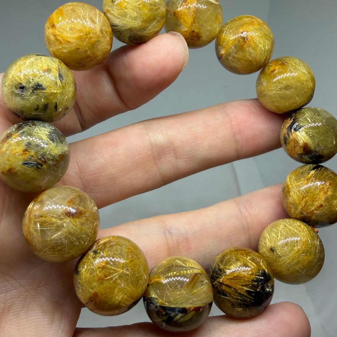 ■ハイクオリティ 大玉 太陽放射 ゴールド タイチン ルチル クォーツ 120■